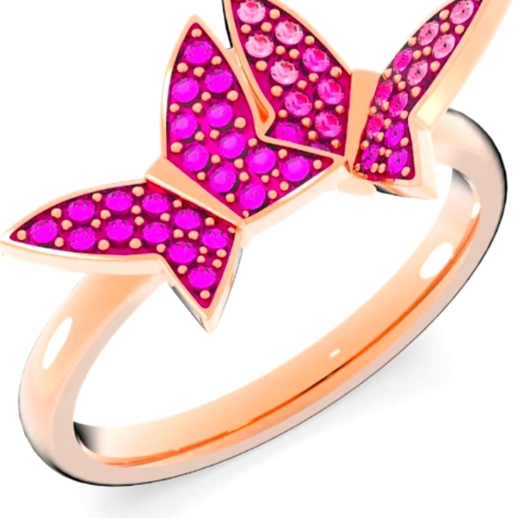 Swarovski Jewelry - Swarovski Lilia Set (3) Butterfly Pink, Rose Gold Ring